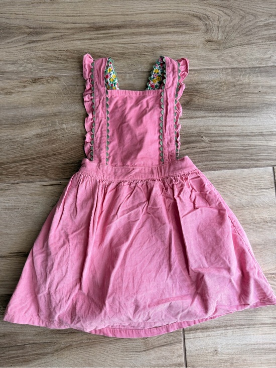 Boden Other - Boden Pink Ruffle Pinafore Dress with Floral Trim